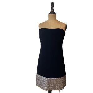 Badgley Mischka Dress - 10 Black Velvet Strapless Sheath Cocktail‎ Party